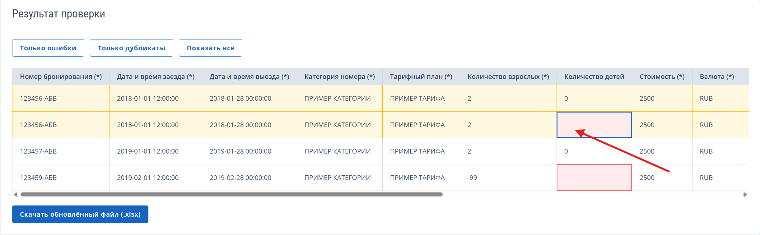 Редактирование ячейки